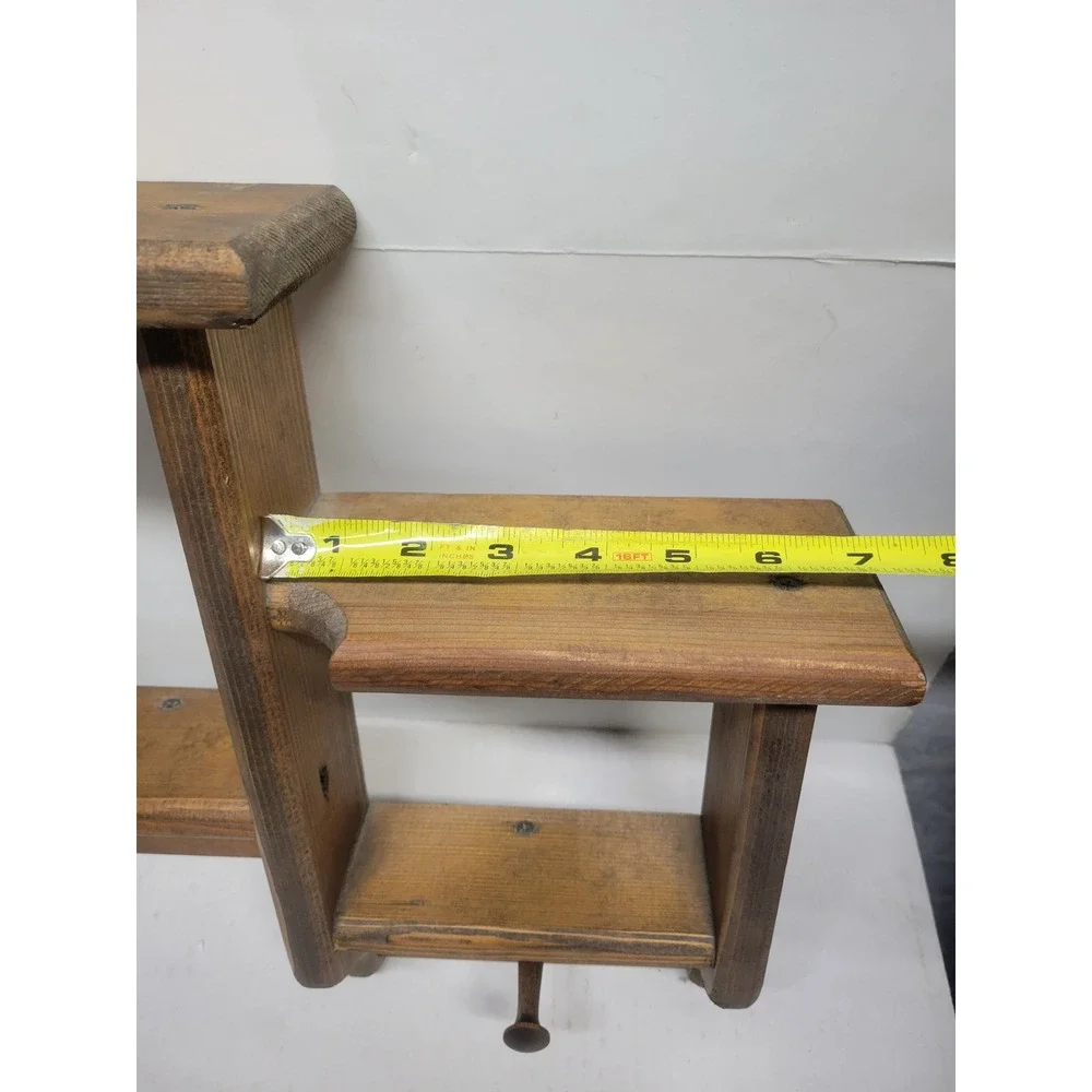 Vintage Rustic Wood Wall Shelf Heart Cutout 2 Pegs Farmhouse Tiered Display 26in